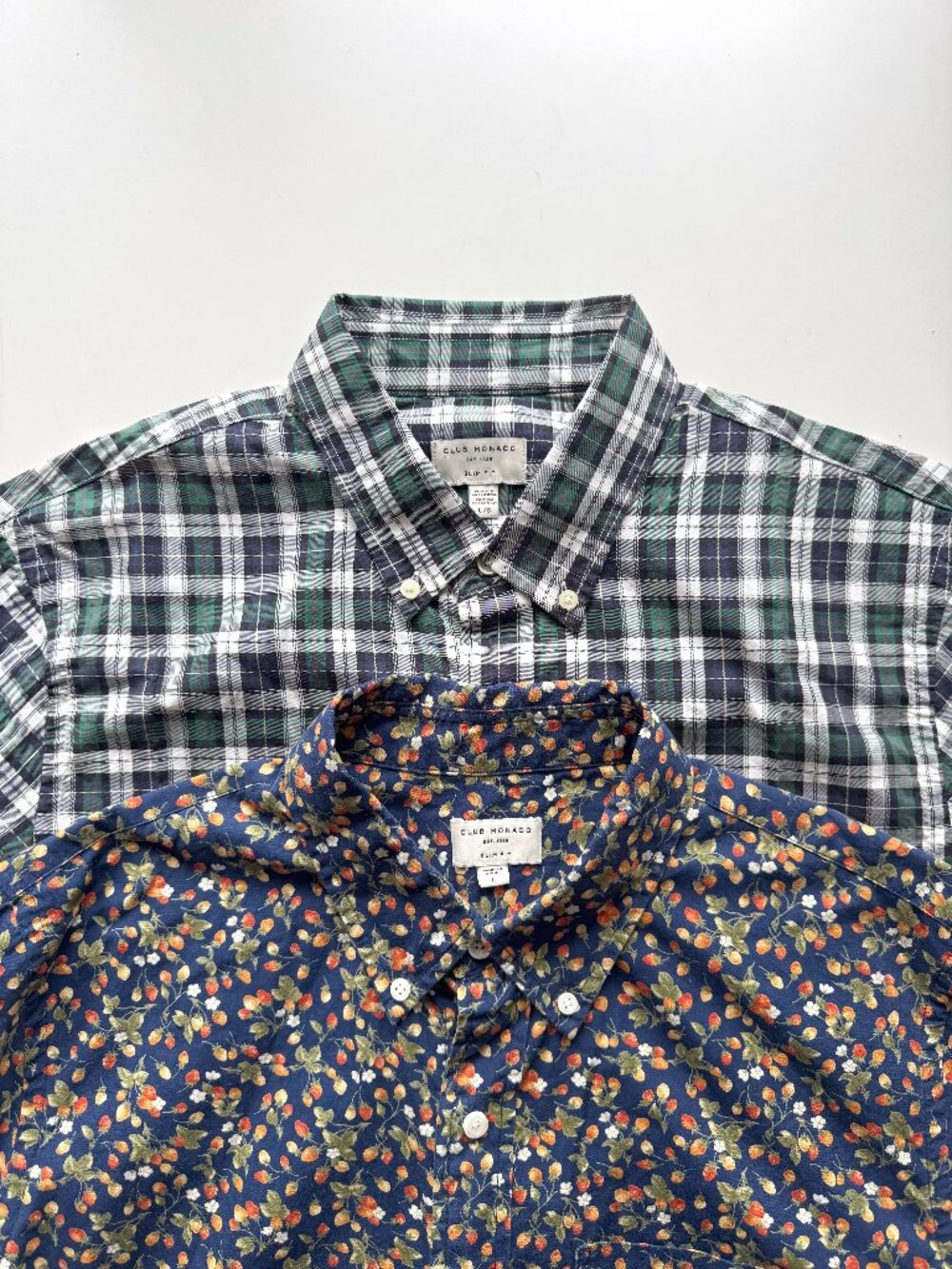 Lot of 2 CLUB MONACO Slim Fit Button Down Oxford Shirts, Size L